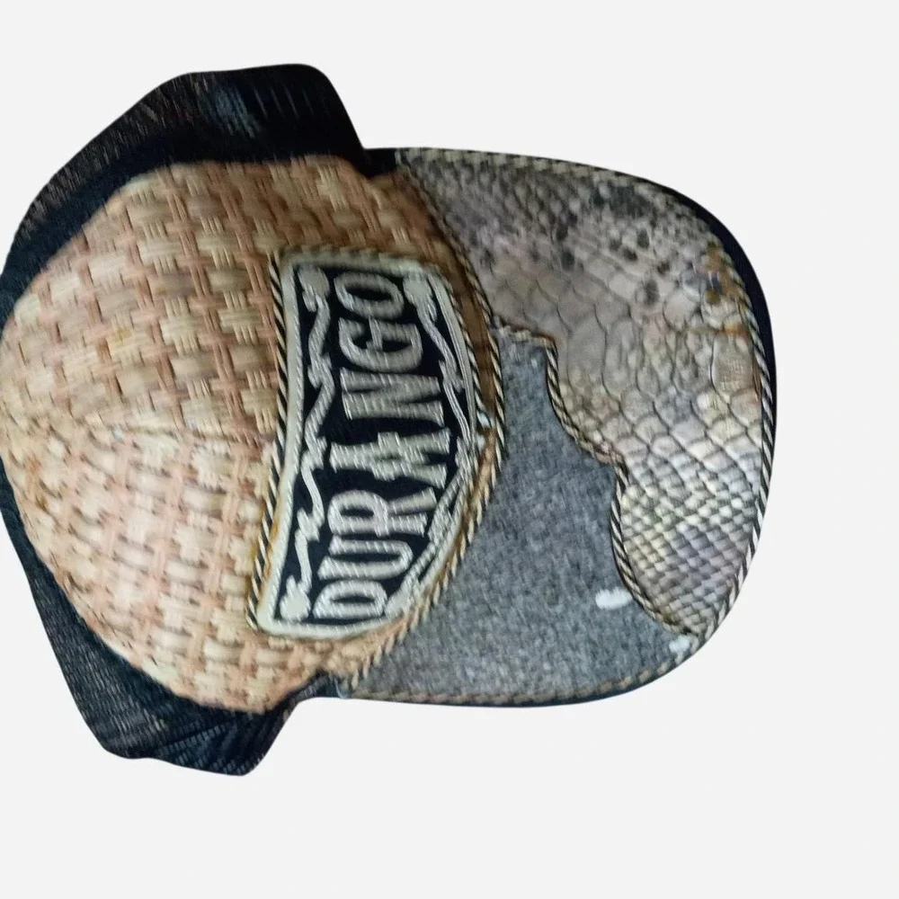 Durango Gold, Black & Brown Faux Snake Skin Trucker Snapback Cap Western Vibes